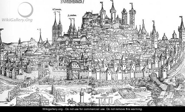 Nuremberg Chronicle, Page 100: View of the city of Nuremberg - Hartmann Schedel