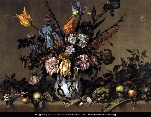Still-Life with Flowers, Artichokes and Fruit - Antonio Ponce