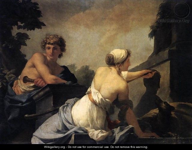 The Origin of Painting: Dibutades Tracing the Portrait of a Shepherd - Jean-Baptiste Regnault