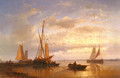 Dutch Fishing Vessels In A Calm At Sunset - Abraham Hulk Snr