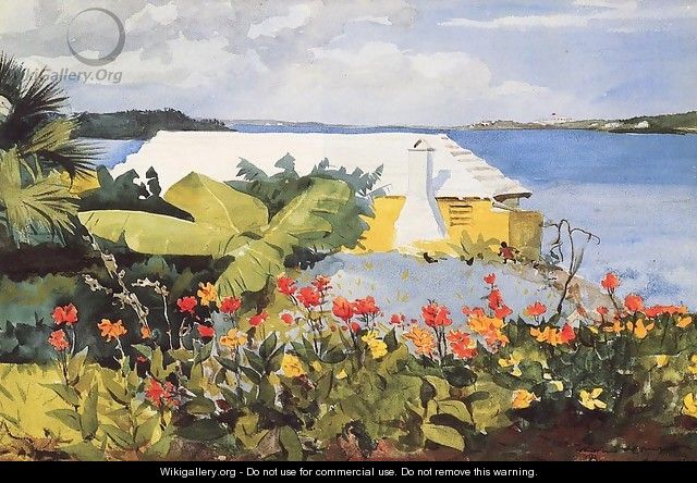 Flower Garden and Bungalow, Bermuda - Winslow Homer