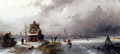 Figures On A Frozen Lake - Charles Henri Joseph Leickert