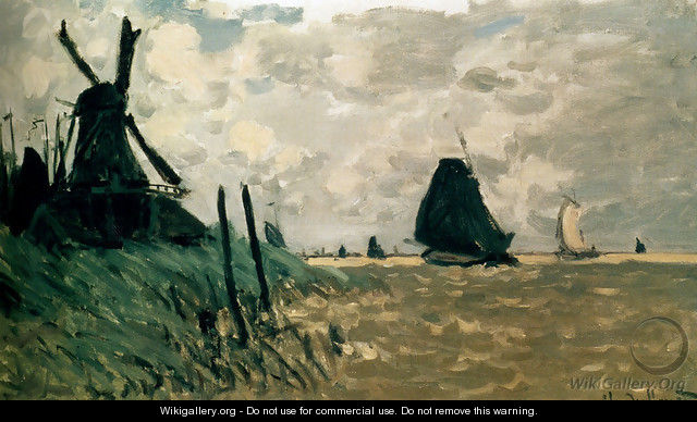 A Windmill Near Zaandam - Claude Oscar Monet