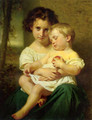 Jeune fille tenant un enfant endormi - Hugues Merle