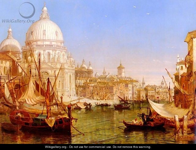 A View Along The Grand Canal With Santa Maria Della Salute - Henry Courtney Selous