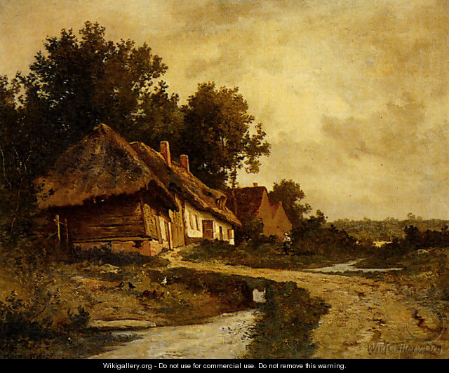 Cottages By A Stream - Leon Richet