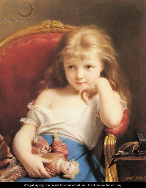 Young Girl Holding a Doll - Fritz Zuber-Buhler