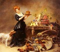 Allegorie De L'Automne: La Duchesse De Gramont Presente Un Etalage De Fruits Et De Giber (Allegory Of Autumn: The Duchess of Gramont with a Spread of Fruit and Fowl) - Madeleine Jeanne Lemaire