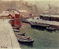 A Snowy Harbor View - Fritz Thaulow