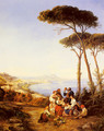 A Group Of Peasants With The Bay Of Naples Beyond - Consalvo Carelli