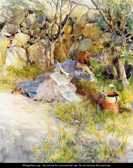 A Lady Reading a Newspaper - Carl Larsson