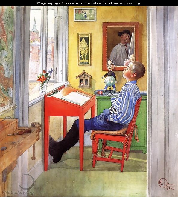 Esbjorn Doing His Homework - Carl Larsson