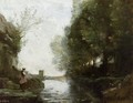 Le cours d'eau à la tour carrée (Watercourse leading to the square tower) - Jean-Baptiste-Camille Corot