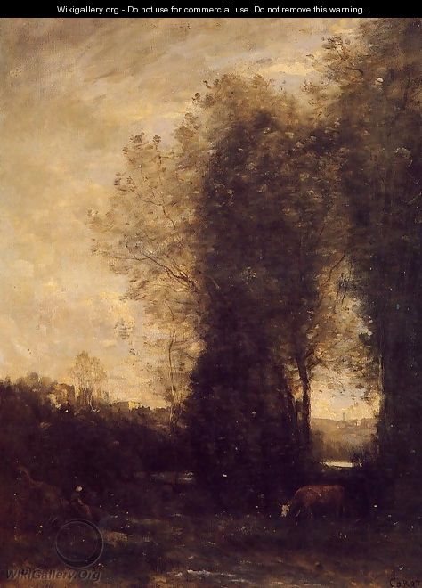 A Cow and its Keeper - Jean-Baptiste-Camille Corot