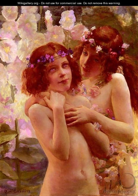 Deux Enfants Aux Couronnes De Fleurs (Two Children with Crowns of Flowers) - Gaston Bussiere