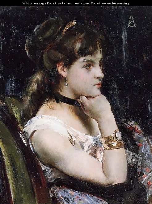Woman Wearing a Bracelet - Alfred Stevens