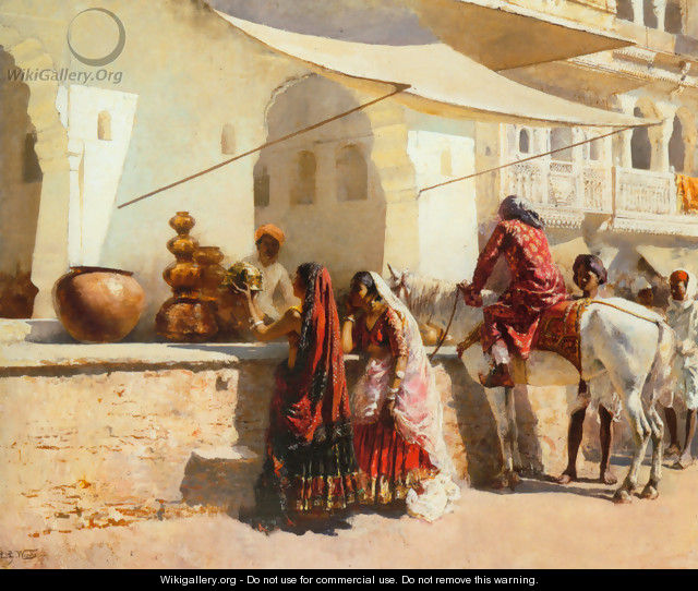 A Street Market Scene, India - Edwin Lord Weeks