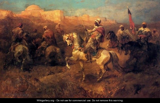 Arab Horsemen On The March - Adolf Schreyer