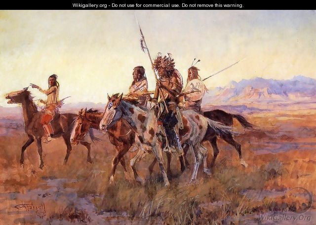 Four Mounted Indians - Charles Marion Russell