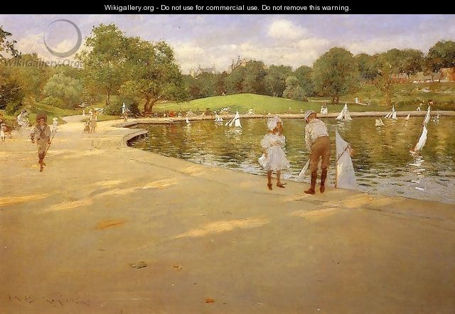 The Lake for Miniature Yachts (or Central Park) - William Merritt Chase