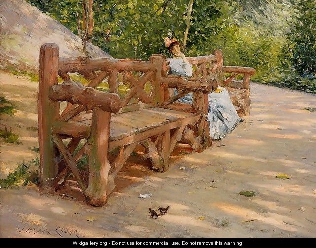 Park Bench (or An Idle Hour in the Park - Central Park) - William Merritt Chase