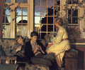 A Mother and Children by a Window at Dusk - Viggo Christian Frederick Pedersen