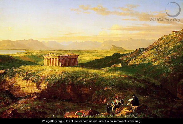 The Temple of Segesta with the Artist Sketching - Thomas Cole
