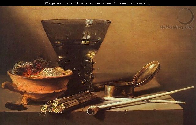 Still Life with Wine and Smoking Implements - Pieter Claesz.