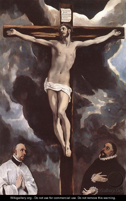 Christ on the Cross Adored by Donors - El Greco (Domenikos Theotokopoulos)