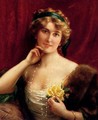 An Elegant Lady With A Yellow Rose - Emile Vernon