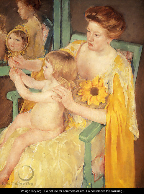 Mother Wearing A Sunflower On Her Dress - Mary Cassatt