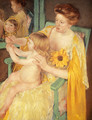 Mother Wearing A Sunflower On Her Dress - Mary Cassatt