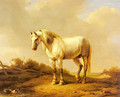 A White Stallion In A Landscape - Eugène Verboeckhoven