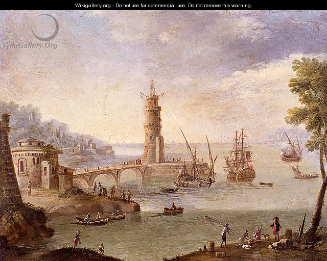Harbour Scene With Ships By A Fortification - Orazio Grevenbroeck