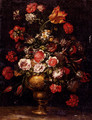Still Life Of Flowers In A Gilt Vase - Andrea Scacciati
