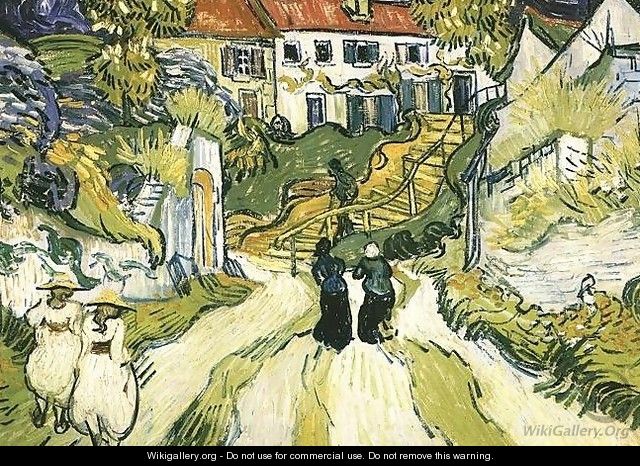 Village Street And Steps In Auvers With Figures - Vincent Van Gogh