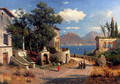 An Italian Village By A Lake - Carl Gustav Rodde