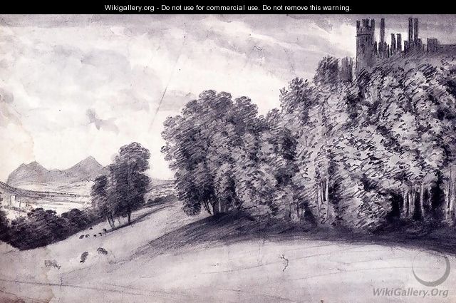 Powis Castle With Welshpool Beyond - John Baptist Malchair