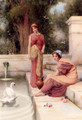 Two Classical Maidens And A Swan - Henry Ryland
