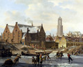 Skaters On A Frozen Canal - Jan Hendrik Verheijen