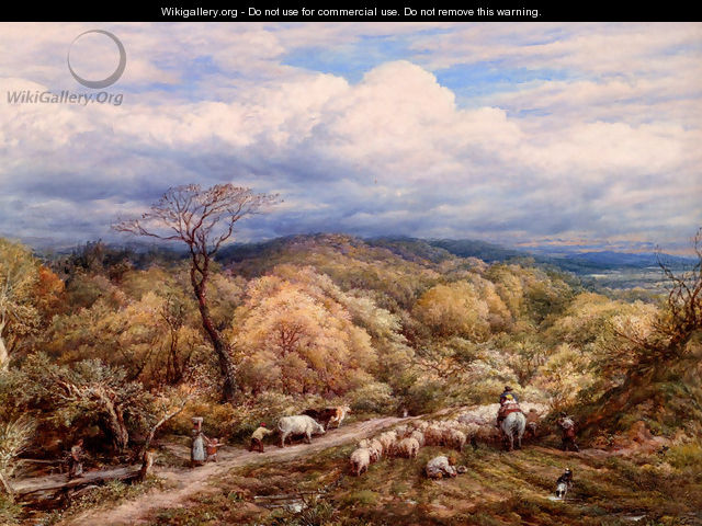 An Autumn Afternoon With Shepherd And Flock - John Linnell