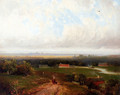 A Panoramic View Of Haaelem With Figures On A Track In Kraantje Lek In The Foreground - Pieter Lodewijk Francisco Kluyver