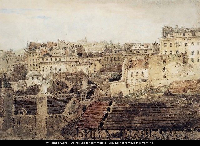 Paris: View of Roofs looking toward Montmartre - Thomas Girtin