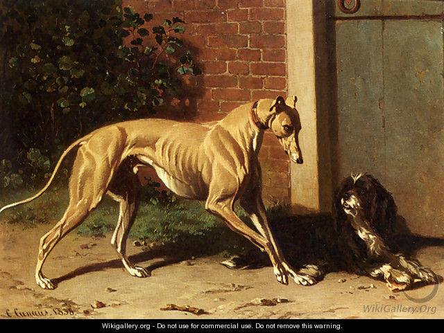 A Greyhound And A Shepherd Dog - Conradyn Cunaeus