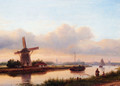 A Panoramic Summer Landscape With Barges On The Trekvliet, The Hague In The Distance - Lodewijk Johannes Kleijn