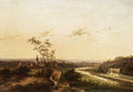 An Extensive Summer Landscape With A Town In The Background - Jan Evert Morel