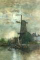 A Moonlit Windmill - Fredericus Jacobus Van Rossum Chattel