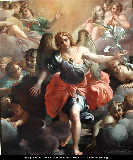 Angel Gabriel in Glory with Angel Musicians and Cherubs - Agostino Carracci