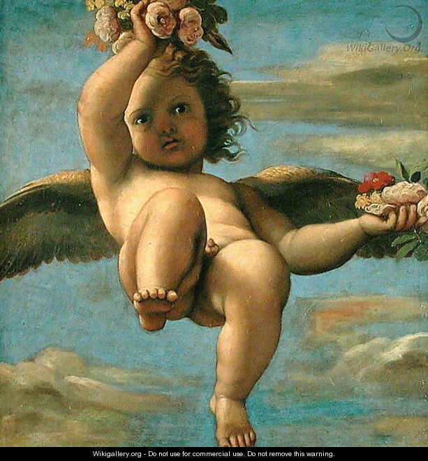 A Cherub Carrying Flowers (2) - Annibale Carracci