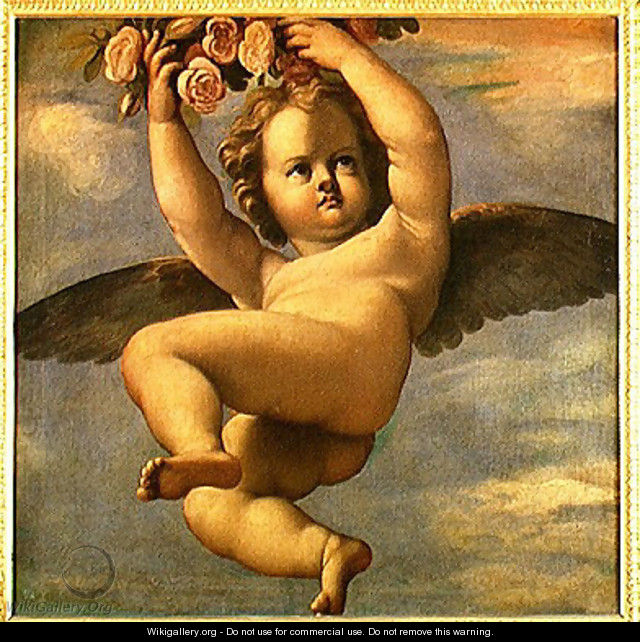 A Cherub Carrying Flowers - Annibale Carracci